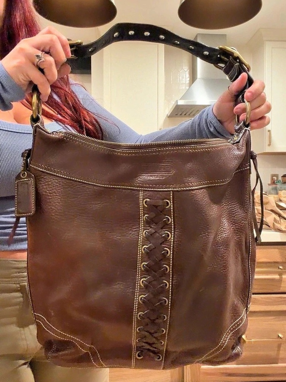 Coach Legacy  2008 Brown Leather Shoulder Tote Bag Brass Y2K Boho